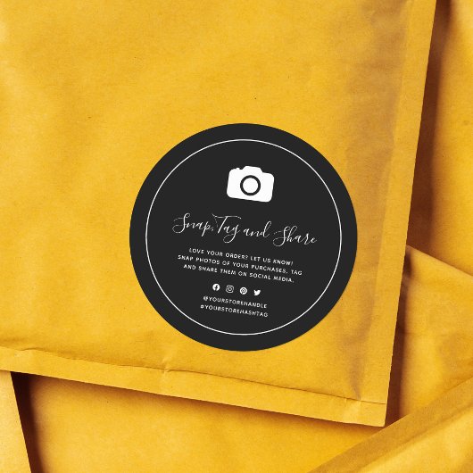 Camera Icon White Border Snap Aangepaste kleur del Ronde Sticker