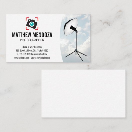 Camera-Icoon | Wolken | Studiolampen Visitekaartje (Voorkant / Achterkant)