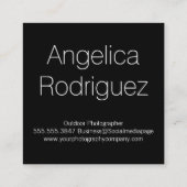 Camera-illustratie | Bloemen en bladeren Vierkante Visitekaartje (Achterkant)