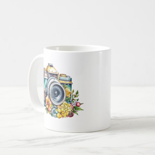  Camera in Bloemen met Tante Quote Koffiemok (Voorkant links)
