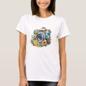  Camera in Bloemen Waterverf T-shirt (Voorkant)