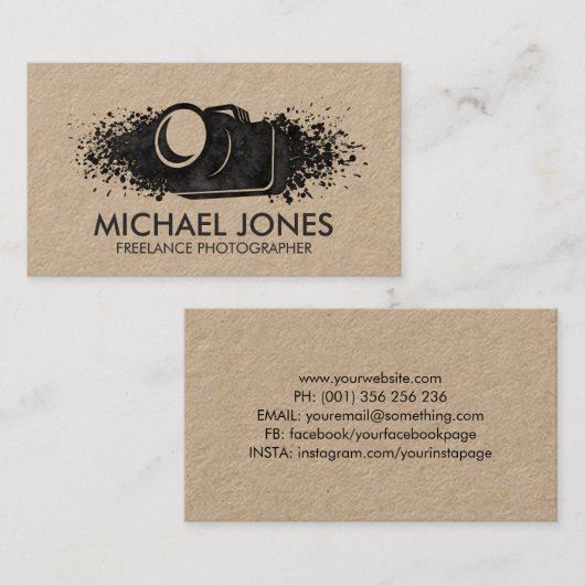 Camera Ink splatter Visitekaartje (Voorkant / Achterkant)