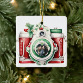 camera kerstfoto keramisch ornament