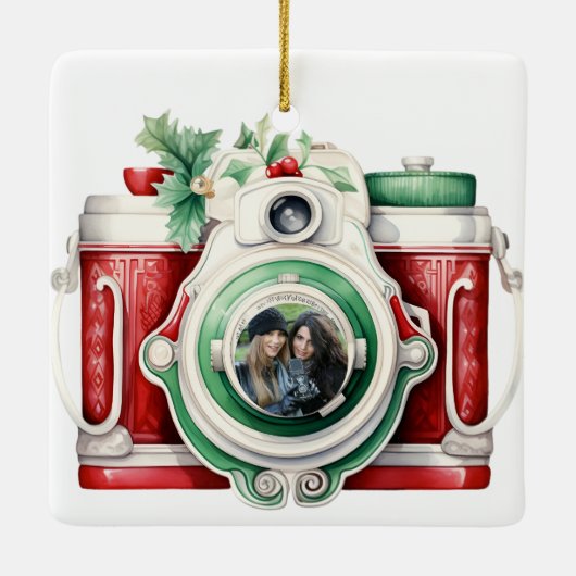 camera kerstfoto keramisch ornament (Achterkant)