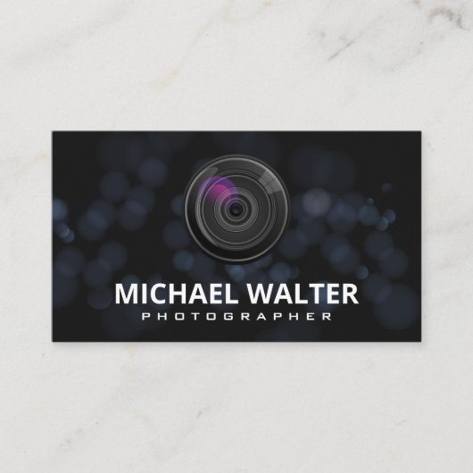 Camera Lens | Achtergrond Bokeh Visitekaartje (Voorkant)