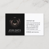 Camera Lens Black en White Photography Visitekaartje (Voorkant)