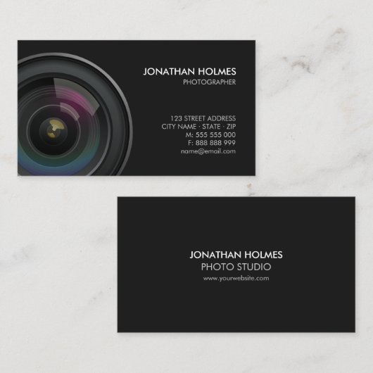 Camera Lens fotograaf visitekaartje (Voorkant / Achterkant)