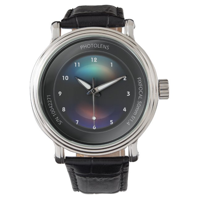 Camera Lens fotografie Design Watch Horloge (Voorkant)