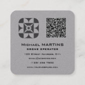 Camera lens gray drone vierkante visitekaartje (Achterkant)