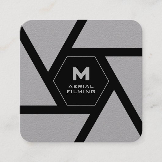 Camera lens gray drone vierkante visitekaartje (Voorkant)