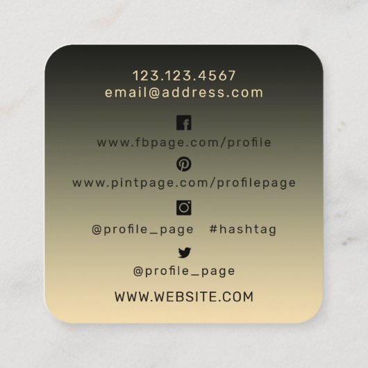 Camera lens lijst vierkante visitekaartje (Achterkant)