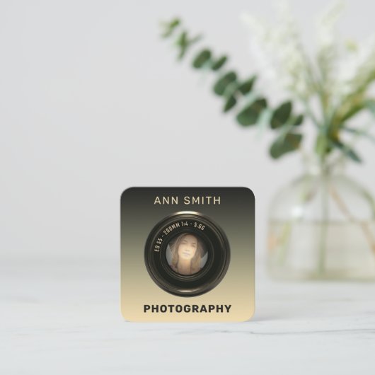 Camera lens lijst vierkante visitekaartje (Staand voorkant)