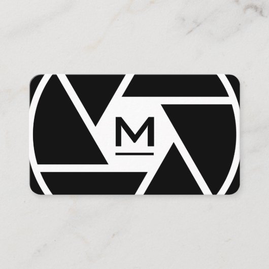 Camera lens monogram fotograaf Visitekaartje (Voorkant)
