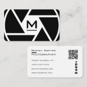 Camera lens monogram fotograaf Visitekaartje (Voorkant / Achterkant)