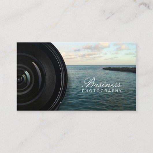 Camera Lens Ocean Landscape Photography Visitekaartje (Voorkant)