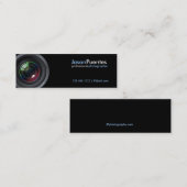 Camera Lens op zwarte achtergrond Mini Visitekaartje (Voorkant / Achterkant)