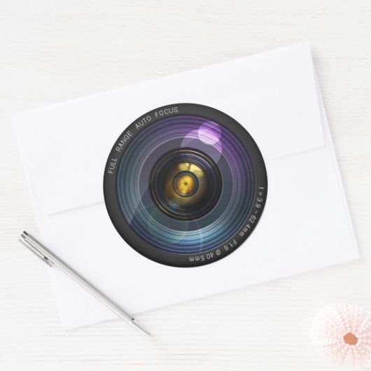 Camera Lens Ronde Sticker (Envelop)
