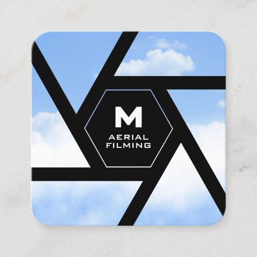 Camera lens sky drone vierkante visitekaartje (Voorkant)