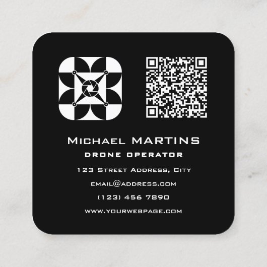 Camera lens sky drone vierkante visitekaartje (Achterkant)