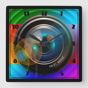 Camera Lens Vierkante Klok