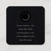 Camera lens zwart vierkant visitekaartje (Achterkant)