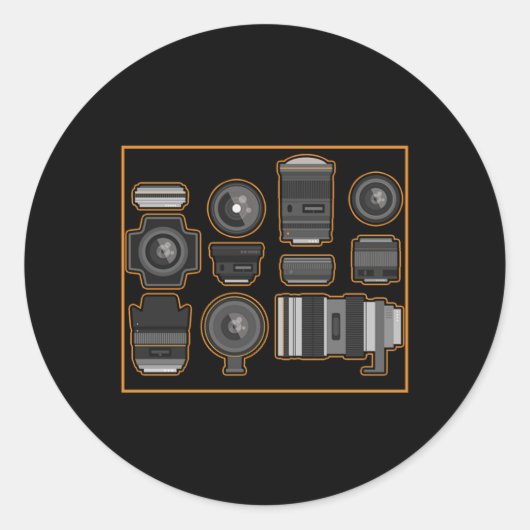 Camera Lense fotograaf Fotografie Cameraman Gi Ronde Sticker (Voorkant)