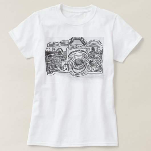 Camera Line Tekening T-shirt (Design voorkant)