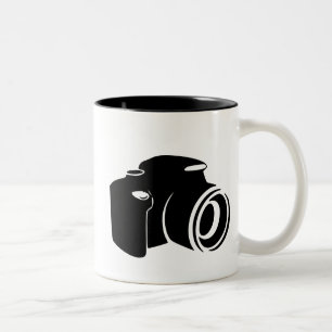 Camera love photography fan icon, modern tweekleurige koffiemok