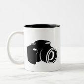 Camera love photography fan icon, modern tweekleurige koffiemok (Links)