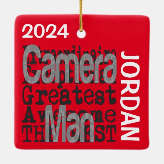 Camera Man Extraordinaire CUSTOM Keramisch Ornament (Achterkant)