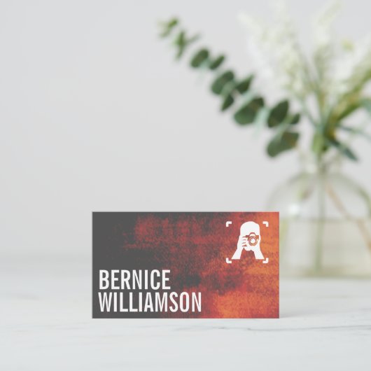 camera-Man-houdende camera | Textuurachtergrond Visitekaartje (Staand voorkant)