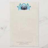 Camera met Azure Blue Leaves en Butterflies Briefpapier (Voorkant)