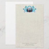 Camera met Azure Blue Leaves en Butterflies Briefpapier (Voorkant / Achterkant)