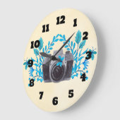 Camera met Azure Blue Leaves en Butterflies Grote Klok (Hoek)