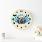 Camera met Azure Blue Leaves en Butterflies Grote Klok (Huis)