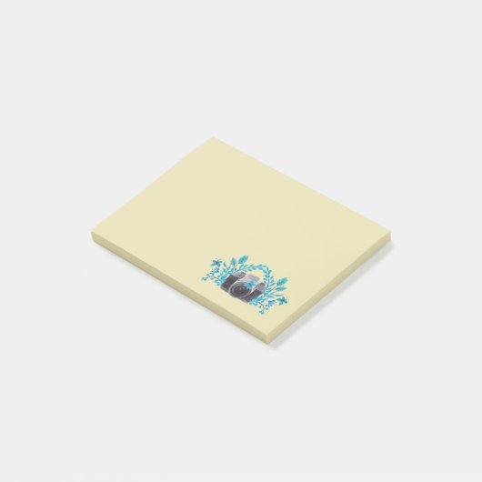 Camera met Azure Blue Leaves en Butterflies Post-it® Notes (Schuin)