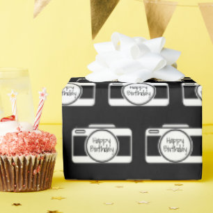 Camera met Birthday-tekst Cadeaupapier