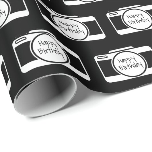 Camera met Birthday-tekst Cadeaupapier (Rol Hoek)