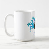 Camera met blauwe bladeren en vlinders koffiemok (Links)