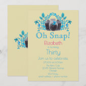 Camera met blauwe bladeren en vlinders van zaterda kaart (Voorkant / Achterkant)