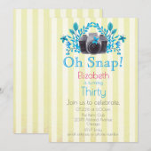 Camera met blauwe bladeren en vlinders van zaterda kaart (Voorkant / Achterkant)