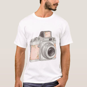 camera met bloem t-shirt