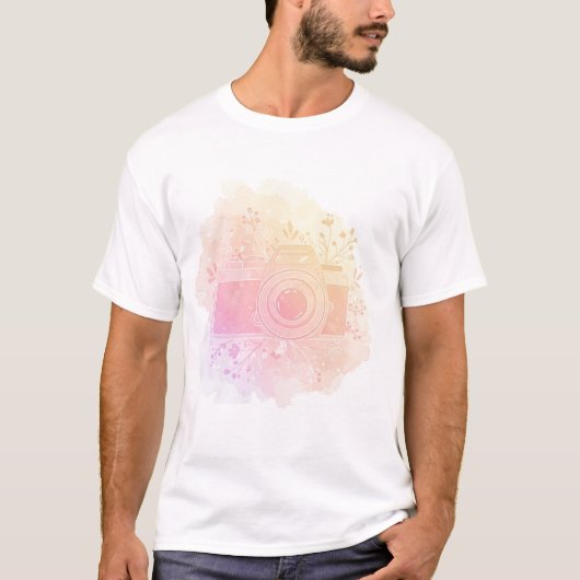 camera met bloem t-shirt (Voorkant)