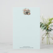 Camera met bloemen Retro Pastel Afbeelding Briefpapier (Staand voorkant)