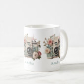 Camera met bloemen Retro Pastel Afbeelding Koffiemok (Voorkant rechts)