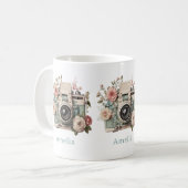 Camera met bloemen Retro Pastel Afbeelding Koffiemok (Voorkant links)