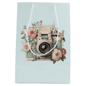Camera met bloemen Retro Pastel Afbeelding Medium Cadeauzakje (Achterkant)