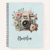 Camera met bloemen Retro Pastel Afbeelding Notitieboek (Voorkant)