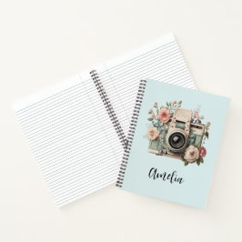 Camera met bloemen Retro Pastel Afbeelding Notitieboek