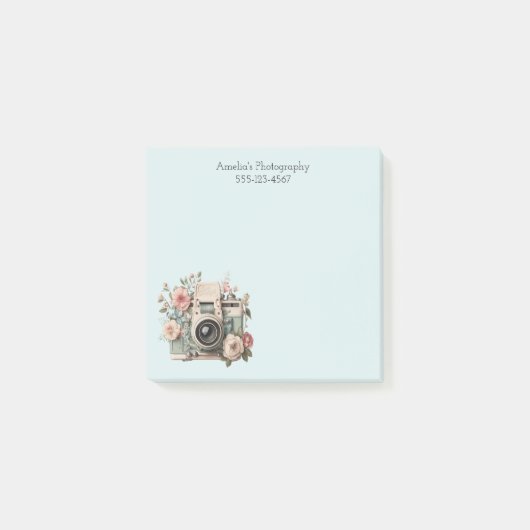 Camera met bloemen Retro Pastel Afbeelding Post-it® Notes (Voorkant)